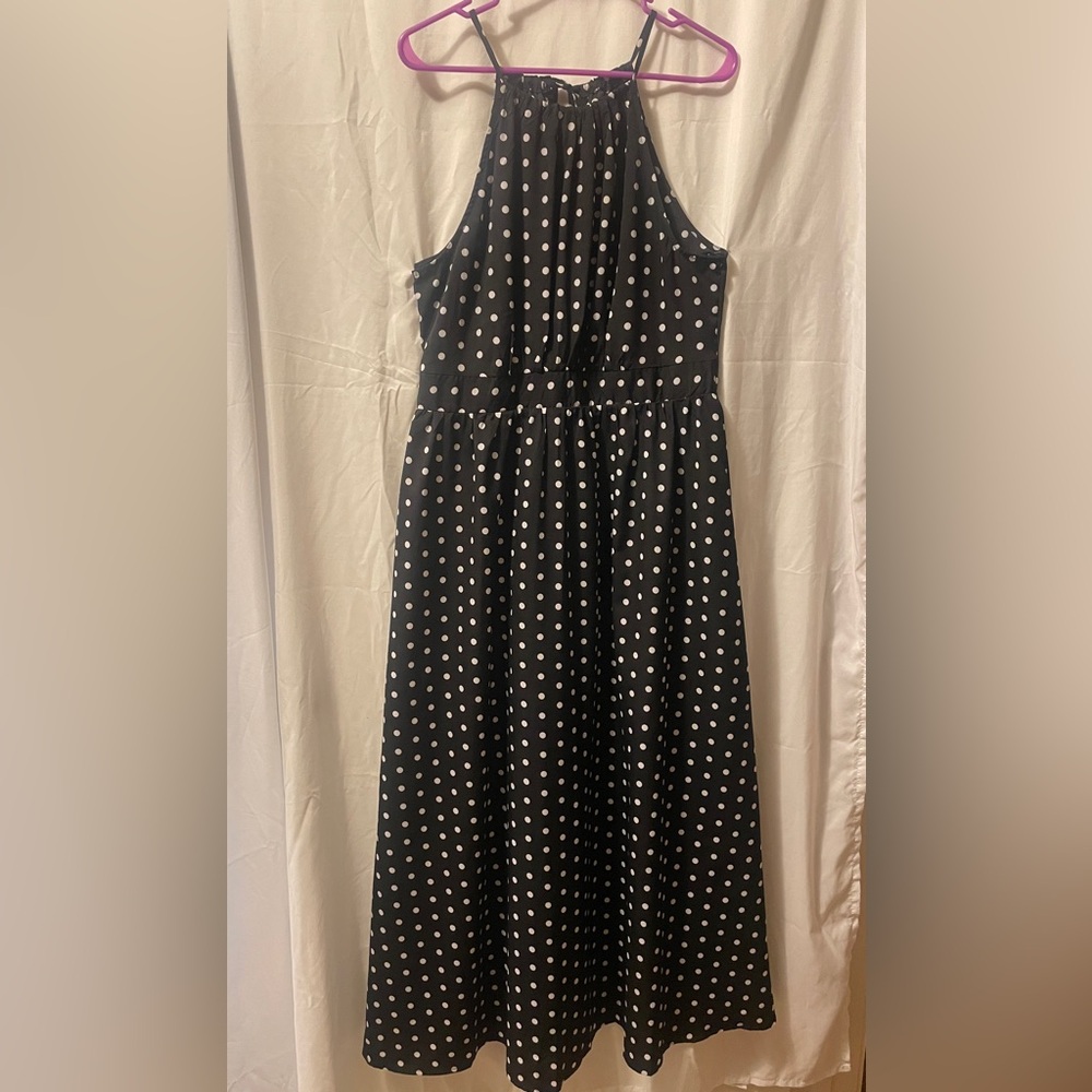 SHEIN Black and White Halter Maxi Sundress
